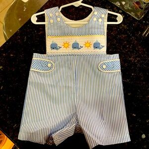NWT Whale/sun Smocked boys Jon Jon/romper